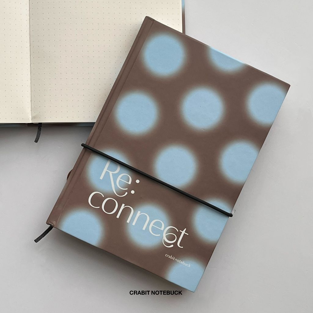 Sổ tay A5 ruột dot sổ bìa cứng Crabit hoạ tiết chấm bi polka dot - Reconnect The Dots - Nâu Xanh