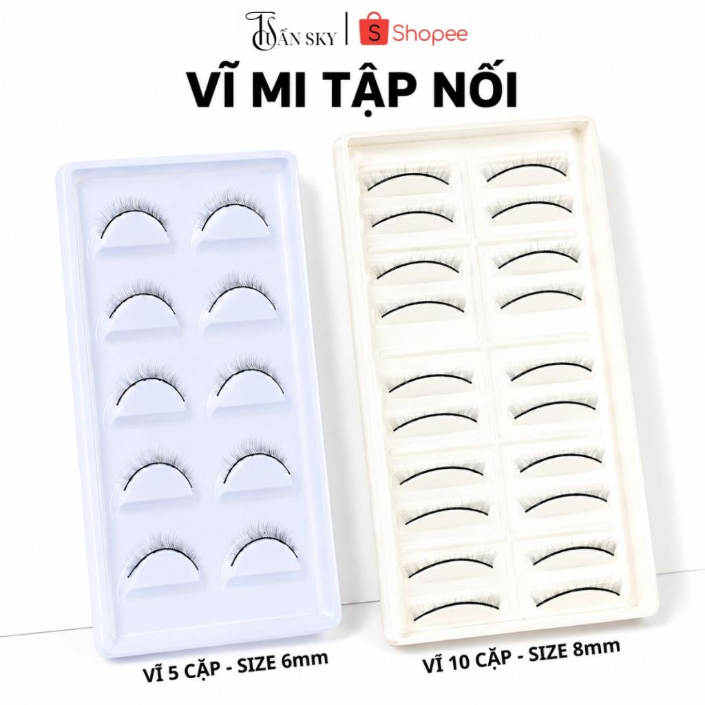 Mi học nối 5 Cặp - 10 Cặp dùng tập nối mi, xòe đều, không mi con, Dụng cụ nối mi TUẤN SKY