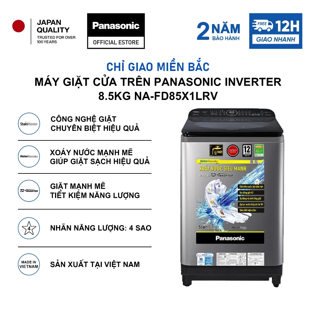 [Chỉ giao miền Bắc] Máy Giặt Cửa Trên Panasonic Inverter 8.5KG NA-FD85X1LRV