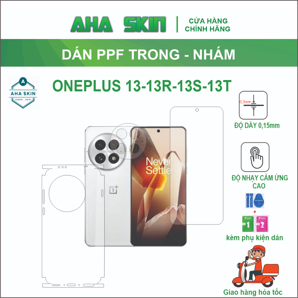 Miếng dán PPF ONEPLUS 13/13T/13R/13S  full viền nhám trong, Chống trầy xước