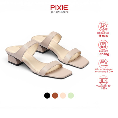 Guốc Cao Gót Nữ 3cm 2 Quai Ngang Thời Trang Pixie H451