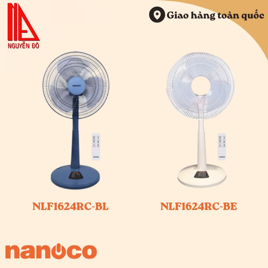 Quạt lửng 3 cánh Nanoco NLF1624, điều khiển bằng Remote với 3 cấp độ gió, Shop Nguyễn Đô