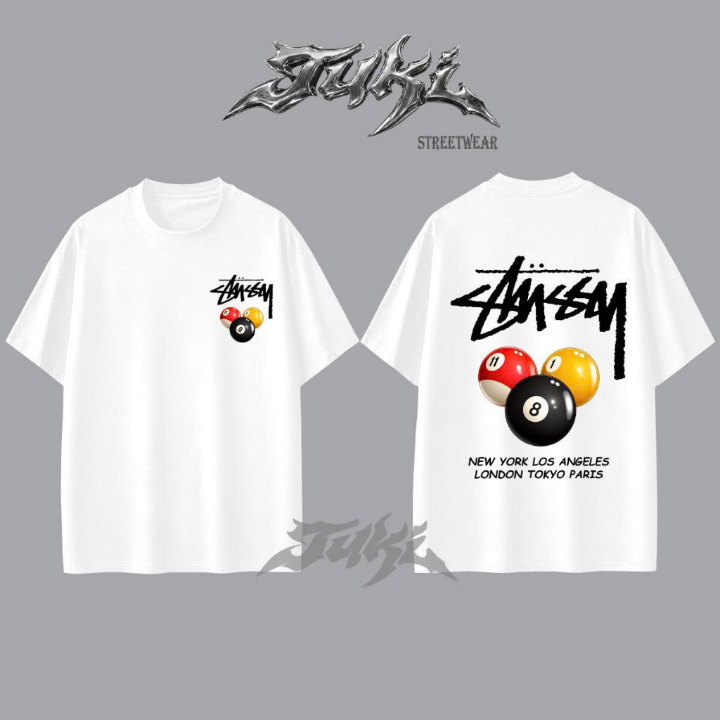 Áo Thun TUKI Unisex Stussy x A Bathing Bape Cotton 260gsm Oversize