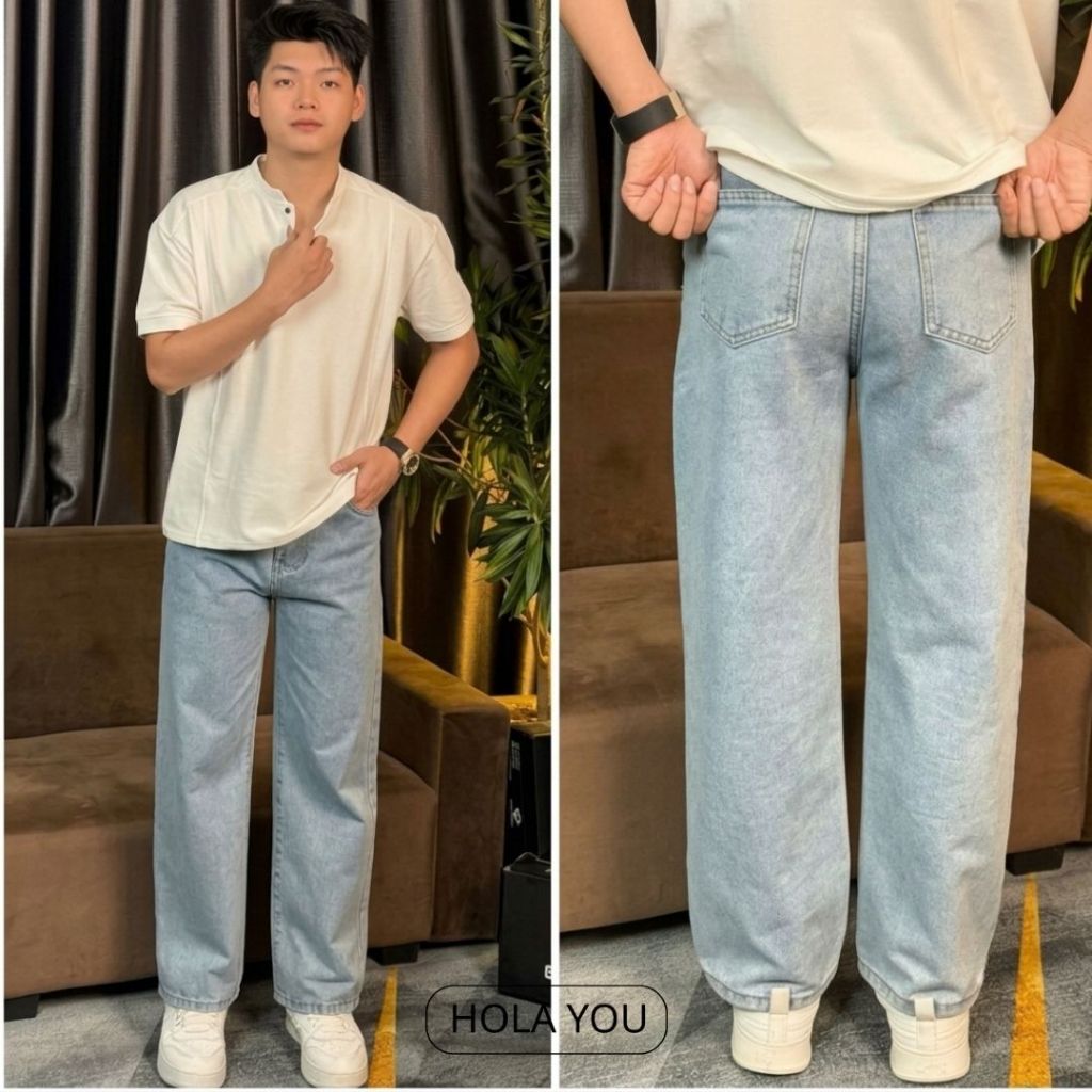 Quần Jean Nam Ống Suông Wash Form Relaxed Fit Dáng Rộng Streetwear Cao Cấp, Tôn Dáng, Dễ Phối Outfit