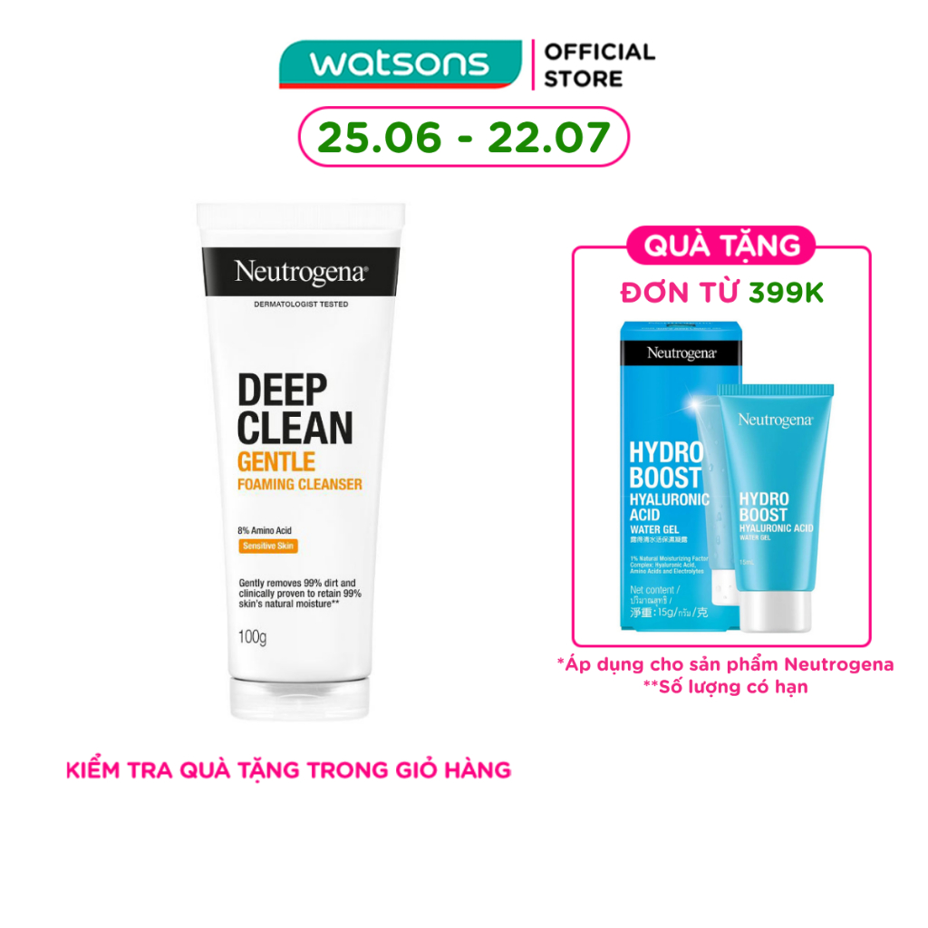 Sữa Rửa Mặt Neutrogena Deep Clean Làm Sạch Sâu Kiểm Soát Nhờn 100g