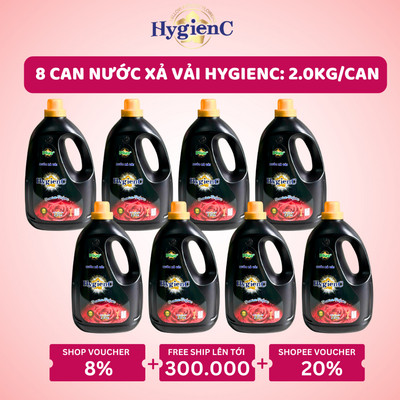 [SỈ THÙNG] Combo 8 Can Nước Xả Vải Đậm Đặc HYGIENC PLUS 2.0 Kg/Can - Hương Nước Hoa