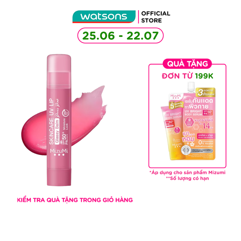 Son Dưỡng Chống Nắng Mizumi Skincare UV Lip Glassy Balm 3.5g