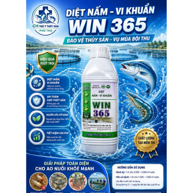 WIN 365 1lít – DIỆT NẤM, VI KHUẨN CỰC MẠNH, Diệt nấm, vi khuẩn nhanh chóng, lở loét, nấm, ghẻ, An to