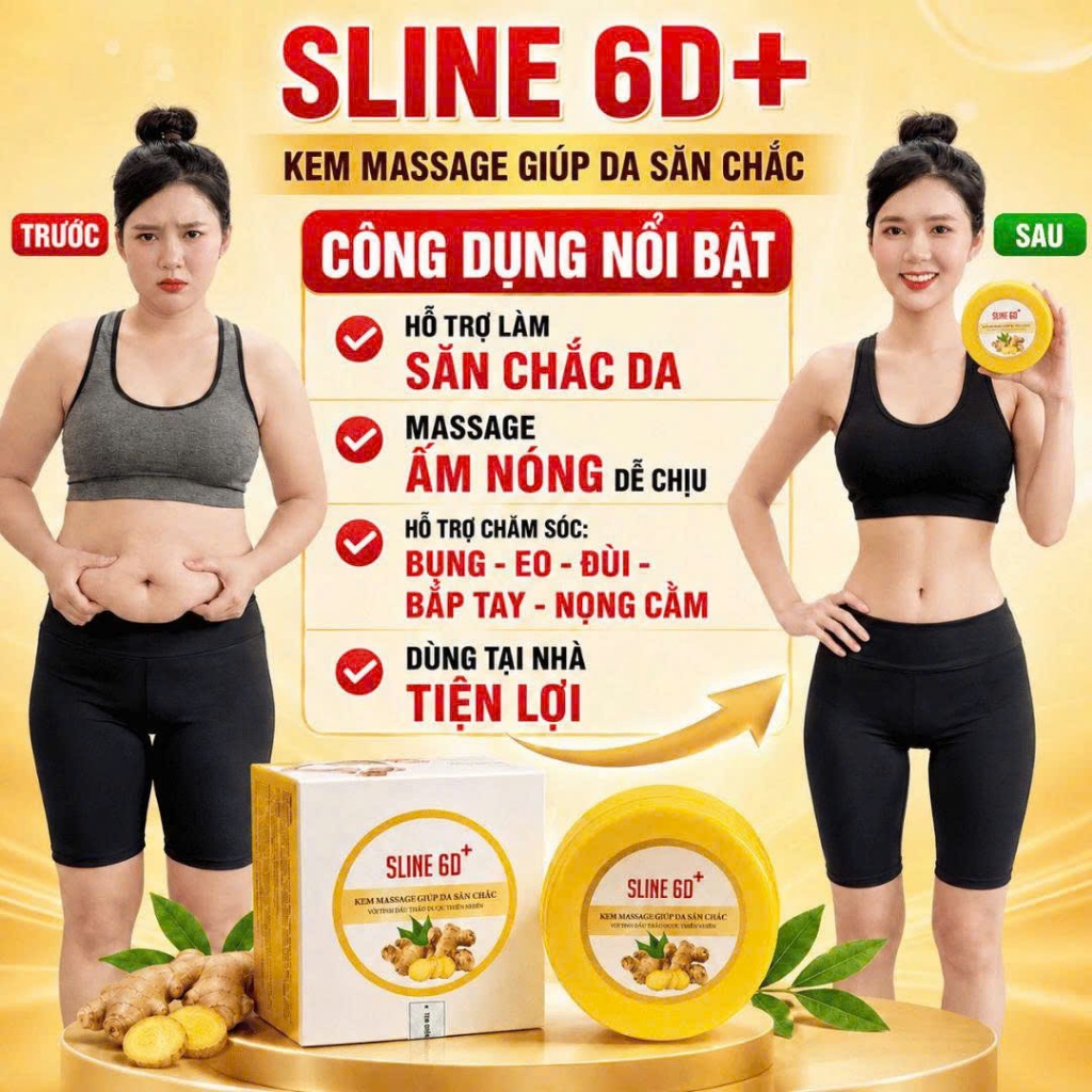 (TẶNG DÂY ĐO EO) Kem cao gừng tan mỡ SLINE 6D+