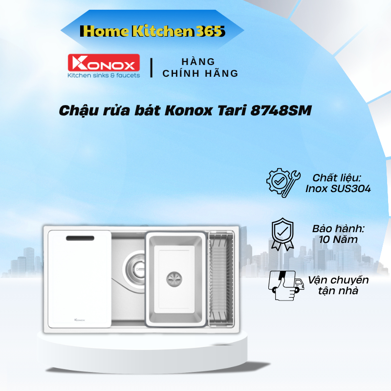 Chậu Rửa Bát Konox Tari 8748SM - Phong Cách Nhật Bản - Thiết Kế Tối Giản - Dễ Vệ Sinh