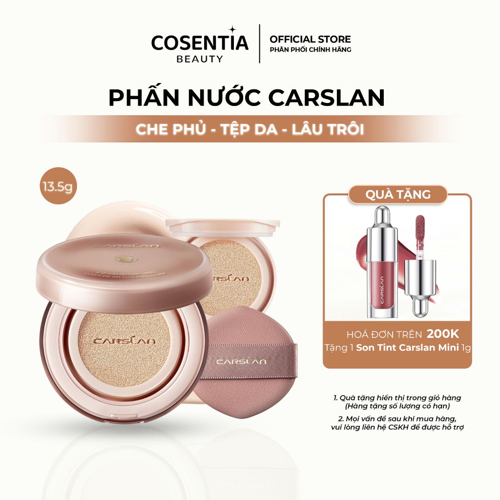 Phấn Nước CARSLAN Moisture Air Cushion 13.5g Bám Nền Lâu Trôi, Kiềm Dầu, Cho Lớp Nền Mịn Đẹp