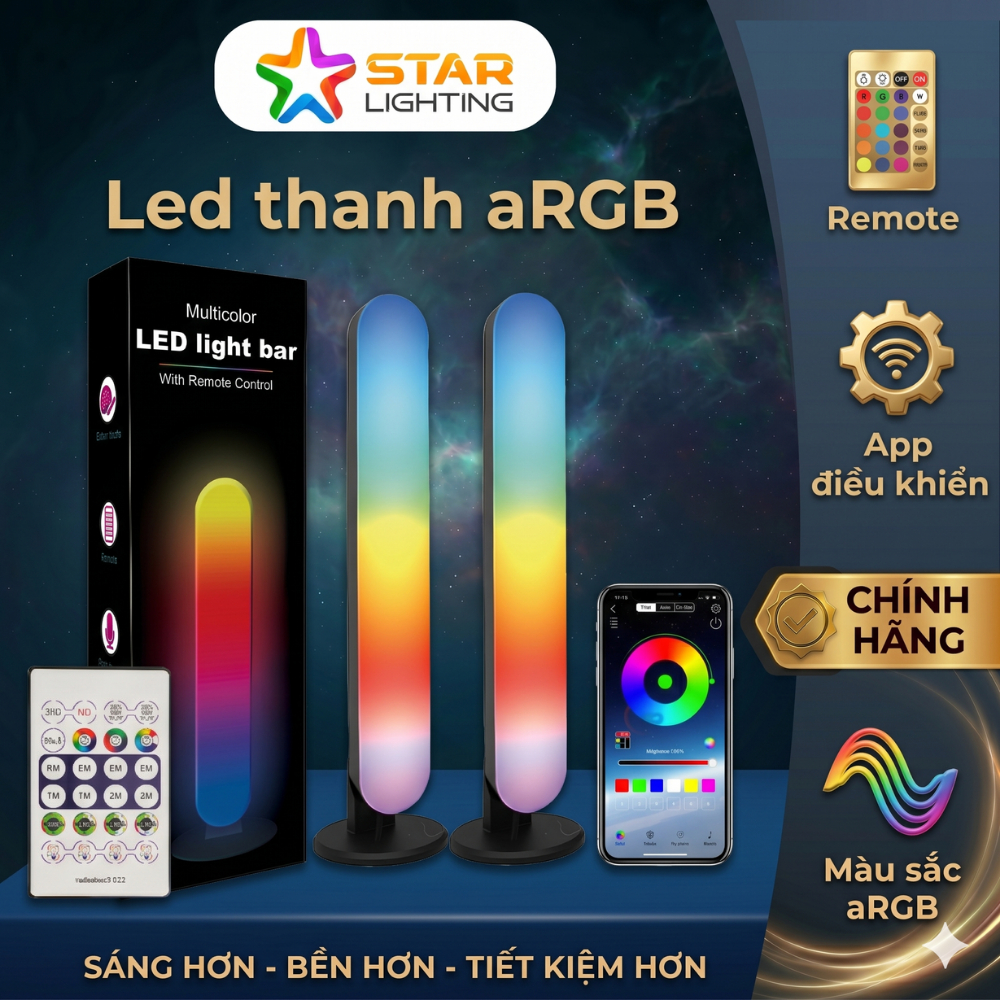 Thanh Đèn LED RGB (Kèm Remote) - Đèn Trang Trí Ô Tô, Cài Góc Máy PC & Decor Phòng