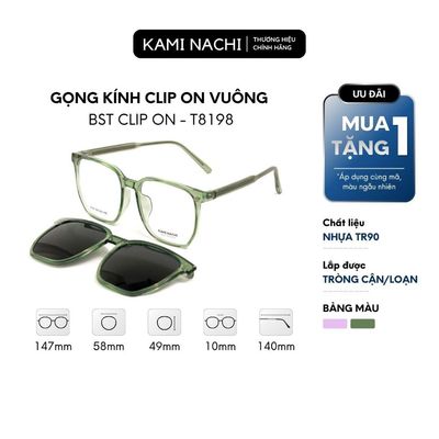 Gọng kính Clip On phiên bản vuông lớn đa năng, cắt được cận KAMI NACHI T8198