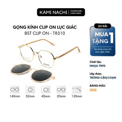 Gọng kính Clip On phiên bản nửa lục giác lớn đa năng, cắt được cận KAMI NACHI T8310