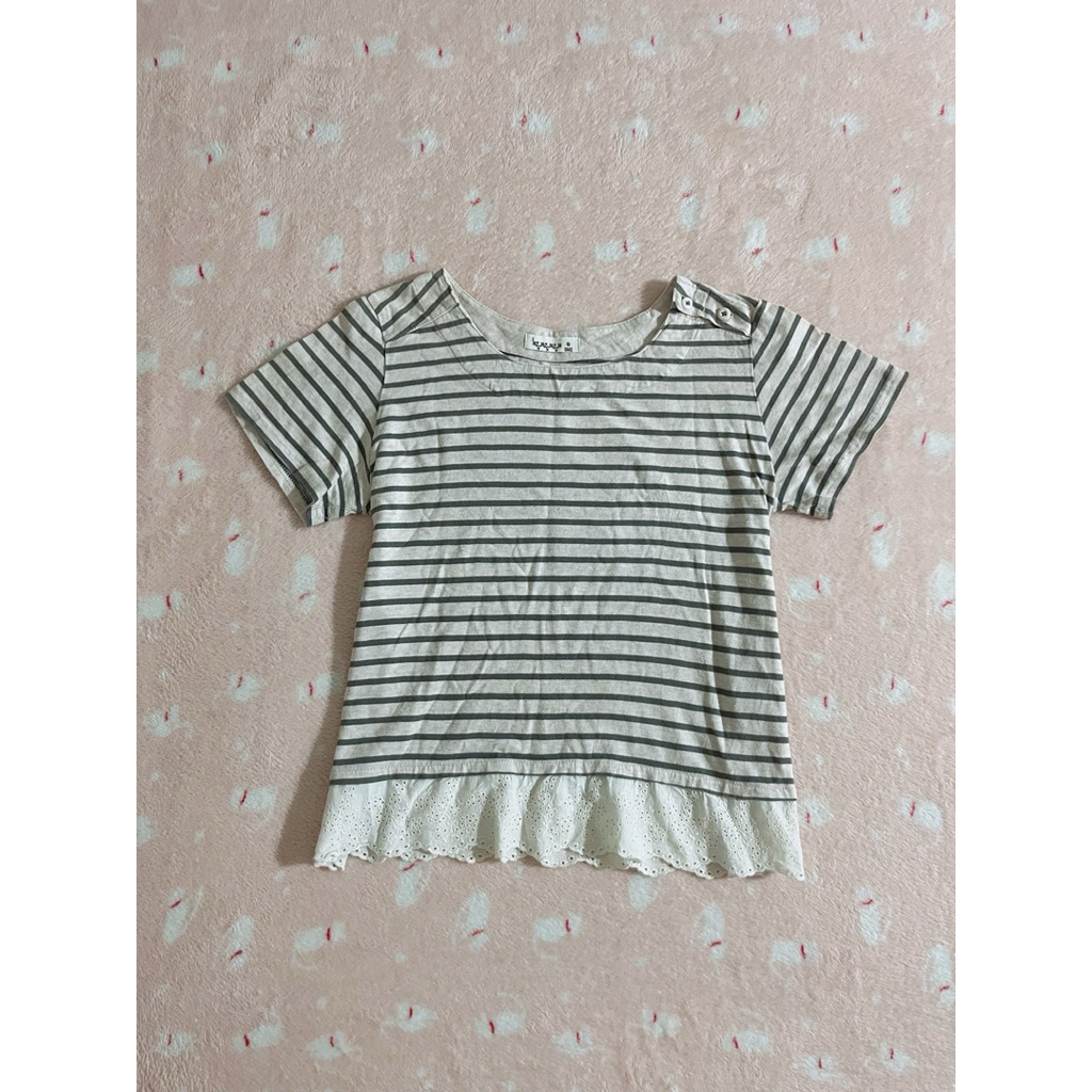 Áo thun Sm2 sọc xanh rêu mori Nhật