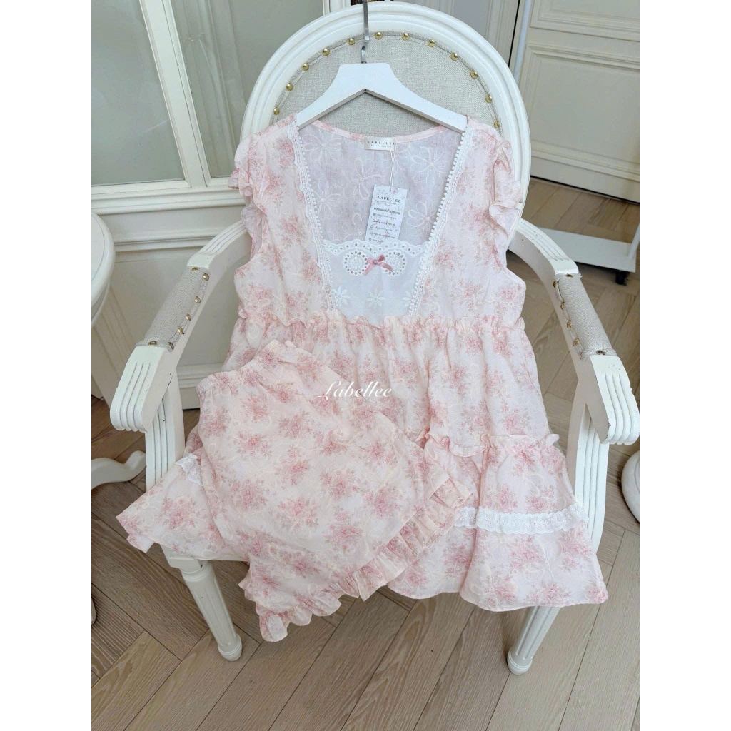Set cộc tay quần ngắn BN60 Labellee chất boil thêu hoa hồng mềm, thoáng mát phù hợp mùa mùa hè