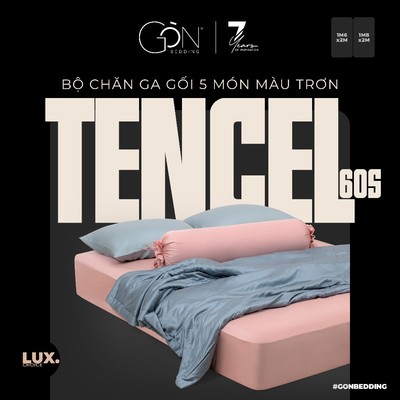 [BST Nhẹ Nhàng] Bộ Chăn Ga Gối 5 Món Gòn Bedding Lụa Tencel 60s Cao Cấp Màu Trơn 1m6x2m | 1m8x2m (Dành cho nệm 10-20cm)