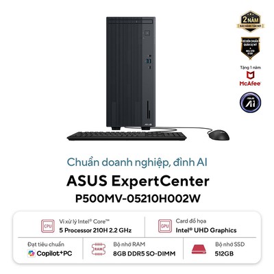 Máy tính PC ASUS P500MV-05210H002W, Core 5 210H, 8GB RAM, 512GB SSD, Win11, 180W, Chuột + Phím