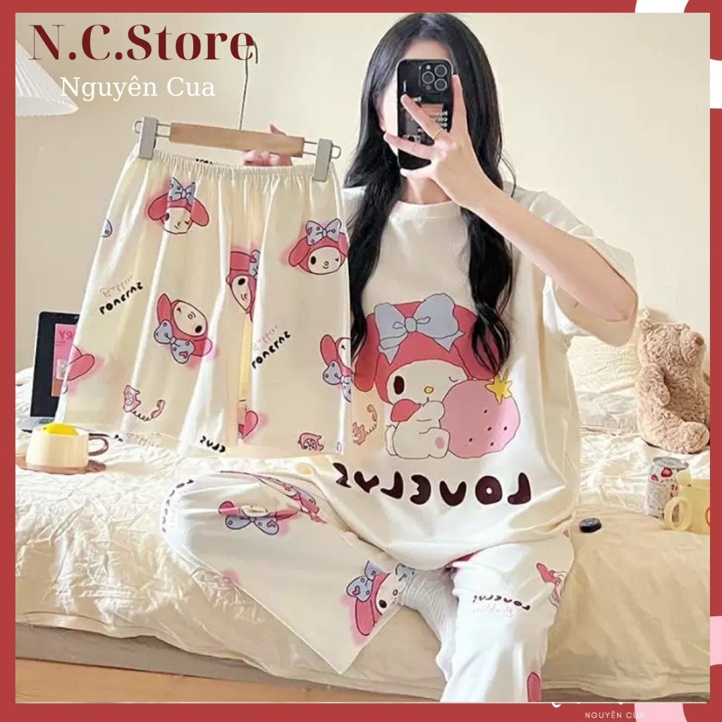 Bộ Ngủ Nữ Big Size Siêu Dễ Thương Áo Cộc Quần Dài