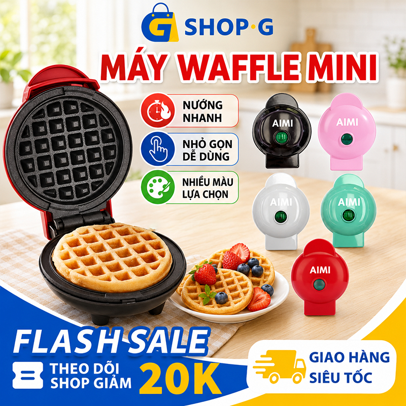 AIMI Máy Nướng Bánh Máy  waffle Máy nướng bánh mì, làm bánh sandwich, bánh quế, bánh quế đỏ tổ ong.