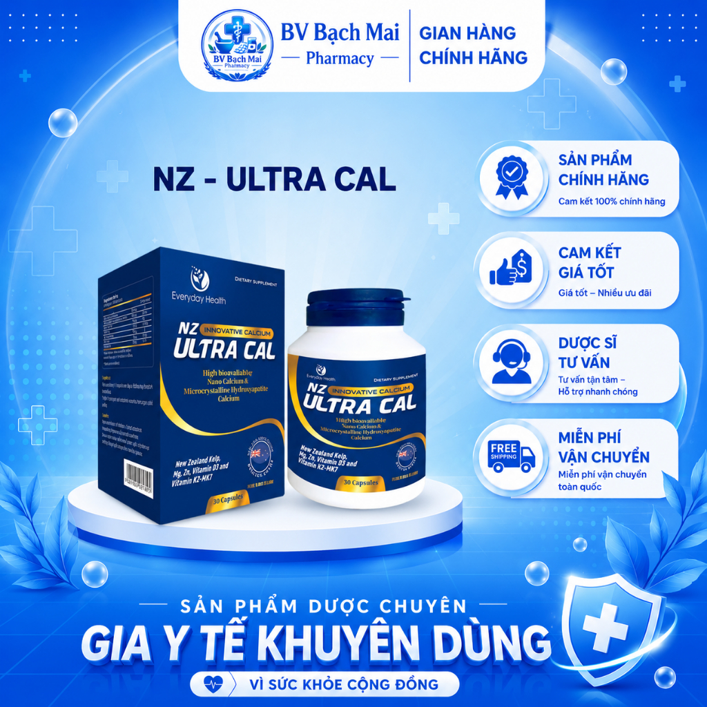 Canxi Hữu Cơ NZ-ULTRA CAL Bổ Sung Canxi Cho Bà Bầu Và Bé Giảm Nguy Cơ Thiếu Canxi Tăng Sức Khỏe Xươn