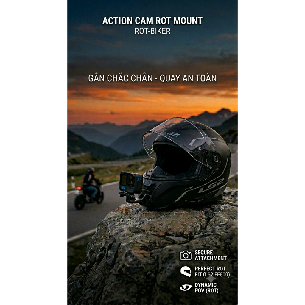 (Hỏa tốc) Ngàm Gopro Mount LS2 Action Cam DJI gắn cằm fix fullface LS2 ngàm LS2