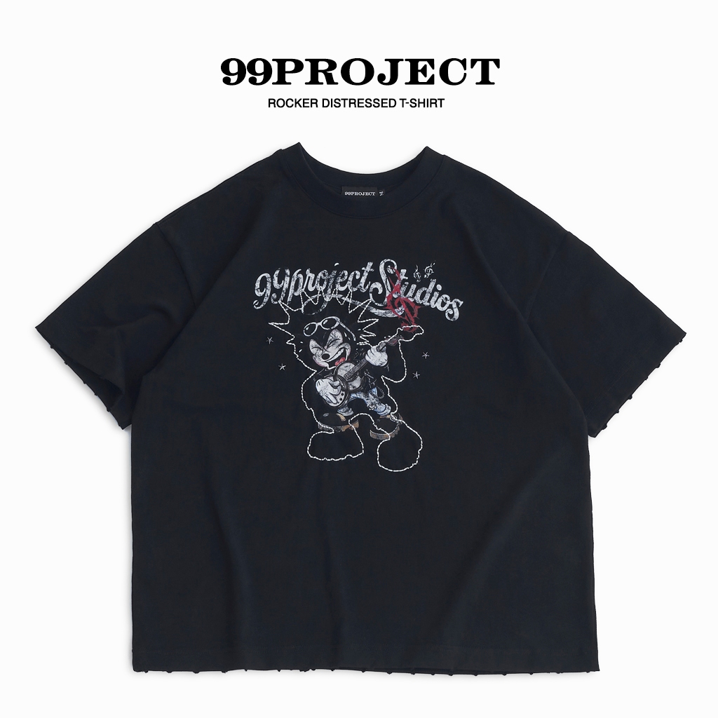 Áo thun tay ngắn in hình form regular Rocker Distressed 99PROJECT