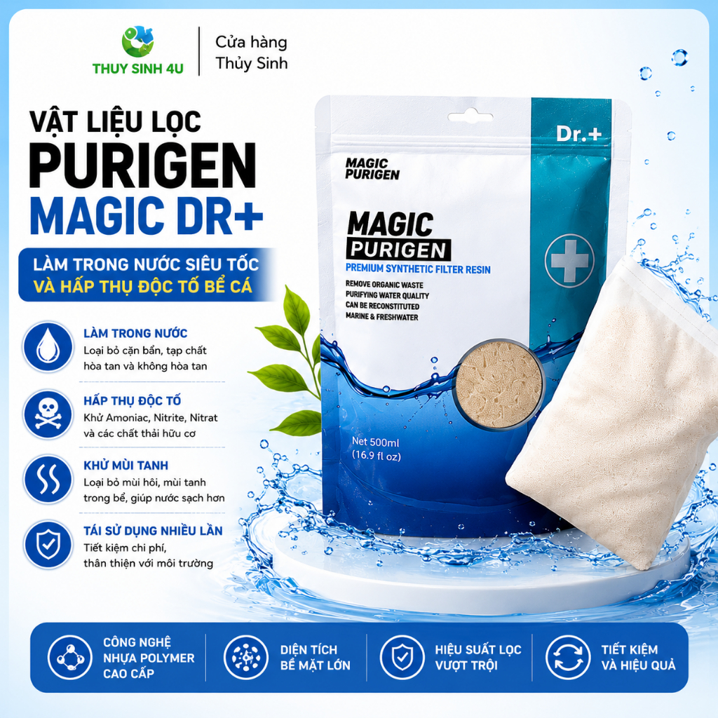 Vật liệu lọc Purigen Magic Dr+, Purigen YEE - Làm trong nước siêu tốc và hấp thụ độc tố bể cá