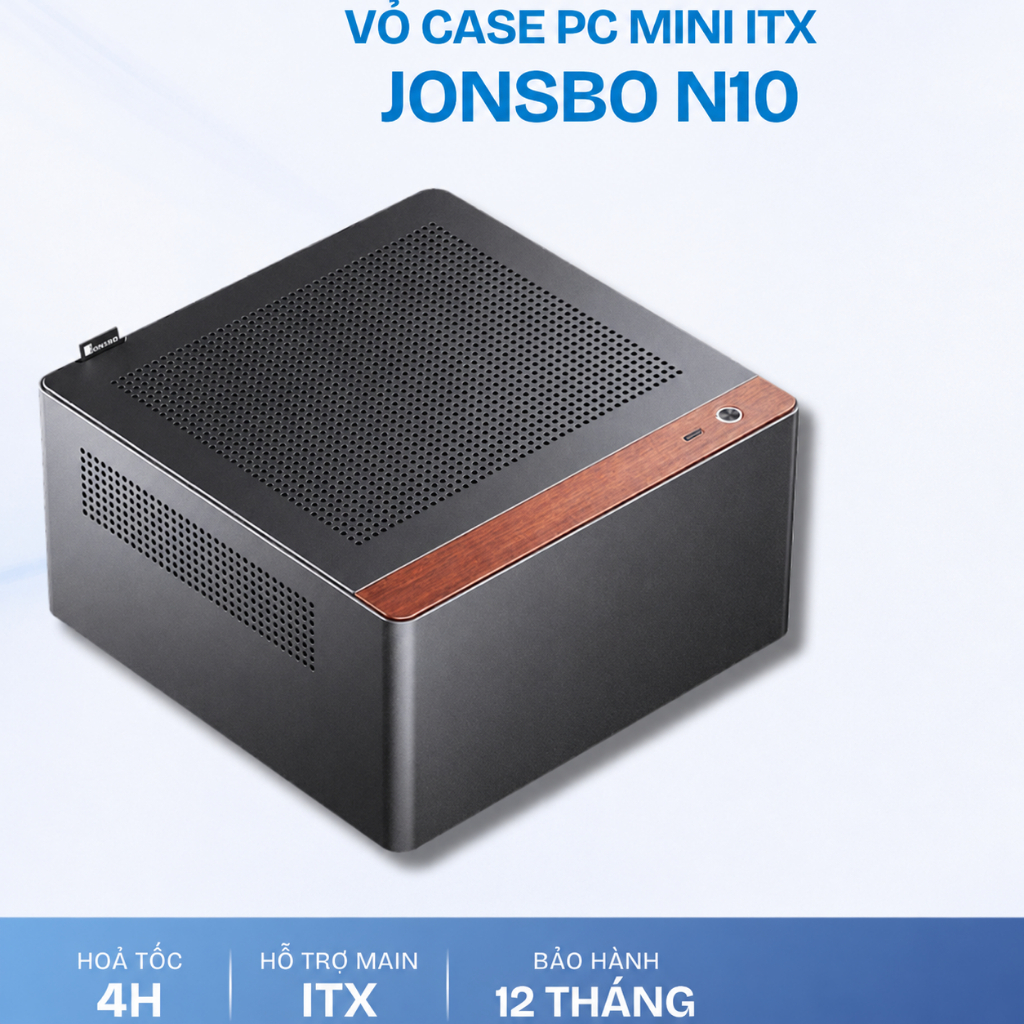 Vỏ Case PC Mini Tower Jonsbo N10 Case Máy Tính ITX Kim Loại Gỗ
