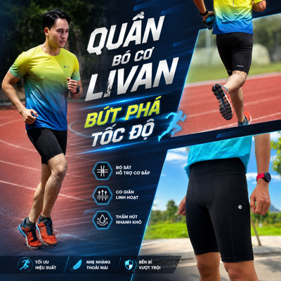 Quần Chạy Bó Cơ Nam LV25N03M303 Livan, Có Túi Lưới, Túi Khoá Kéo Tiện Dụng, Quần Bó Cơ Hỗ Trợ Chạy Nhanh Bứt Tốc