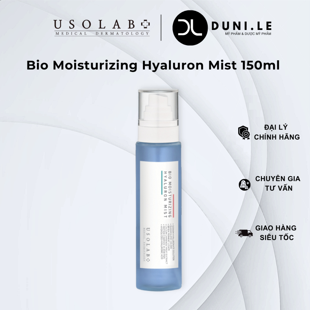 Xịt khoáng toner USOLAB Bio Moisturizing Hyaluron Mist 150ml | Duni Le Cosmetics