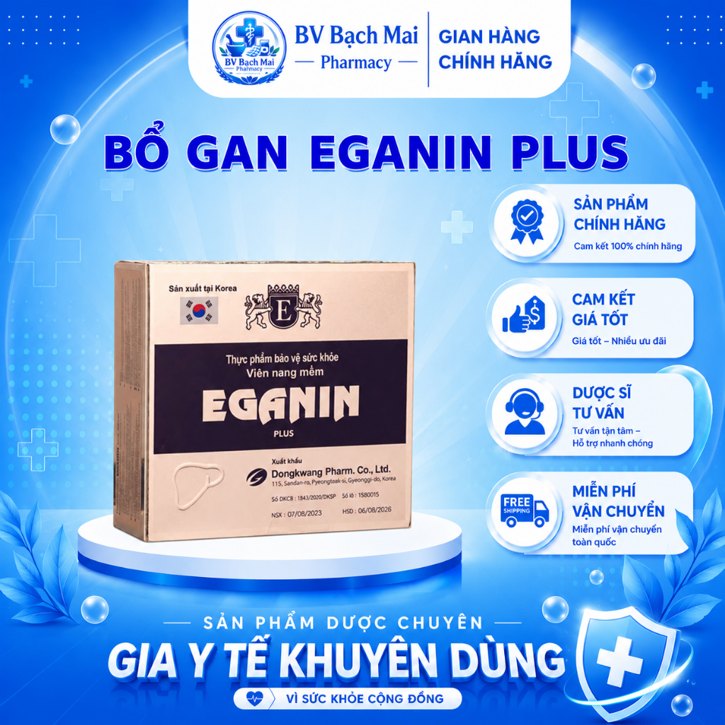 [HÀNG CHUẨN] Viên uống Eganin Plus, Hỗ trợ giải độc và bảo vệ gan, giúp tăng cường chức năng gan