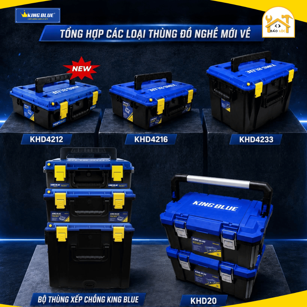 Thùng Đựng Đồ Nghề Kingblue Model KHD4216/ KHD4212/ KHD4233/ KHD20 chống nước, chịu va đập tốt