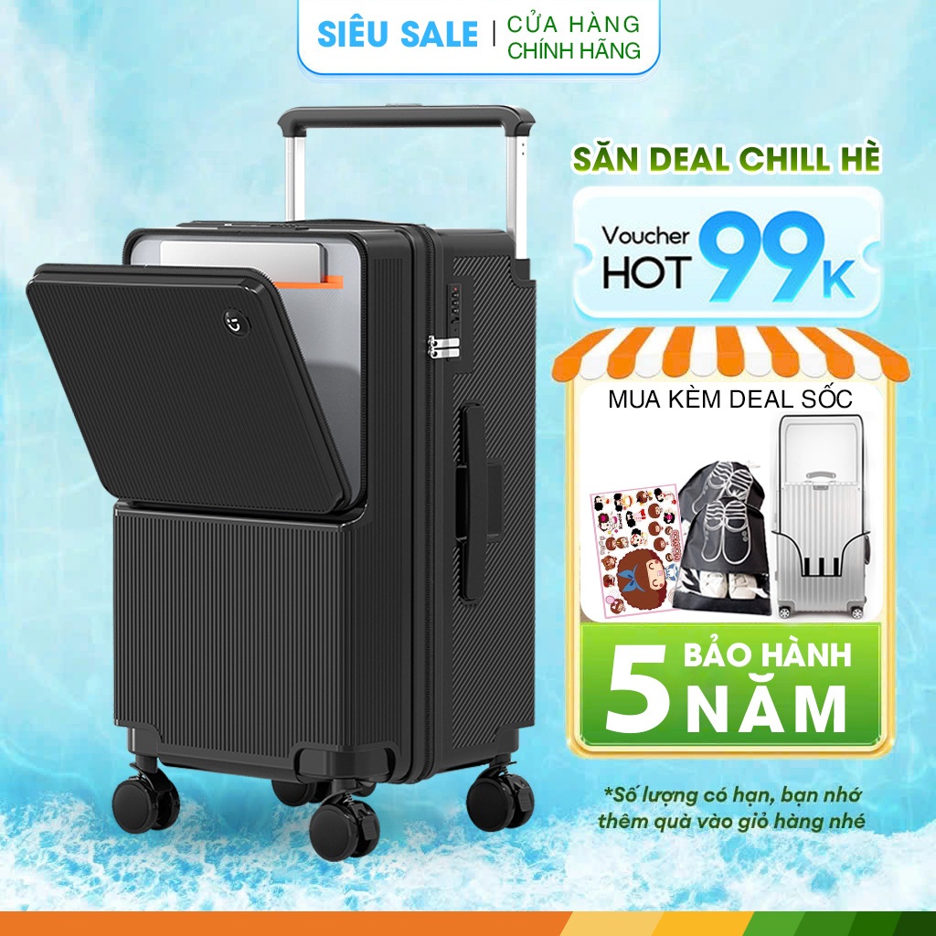 Vali du Lịch vali Kéo  Cao Cấp Size 20/26inch Nhựa Abs+PC Bảo Hành 5 Năm