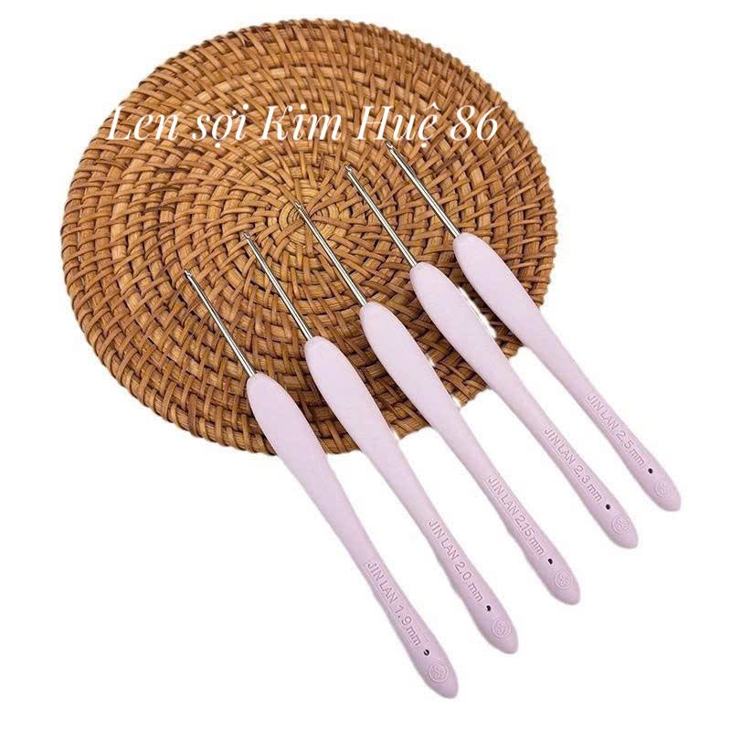 Kim móc Jinlan cán nhựa dẻo-Kim móc len dáng cán dẹt chống trơntrượt,chất liệu bằng thép không gỉ,cá