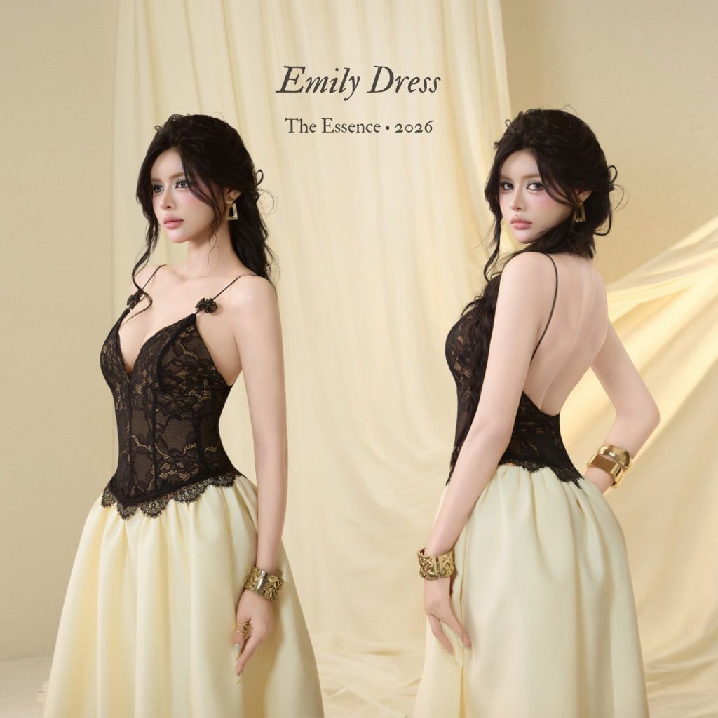 EMILY DRESS [THE ESSENCE] – ĐẦM MAXI DÂY REN PHỐI TÙNG TAPTA