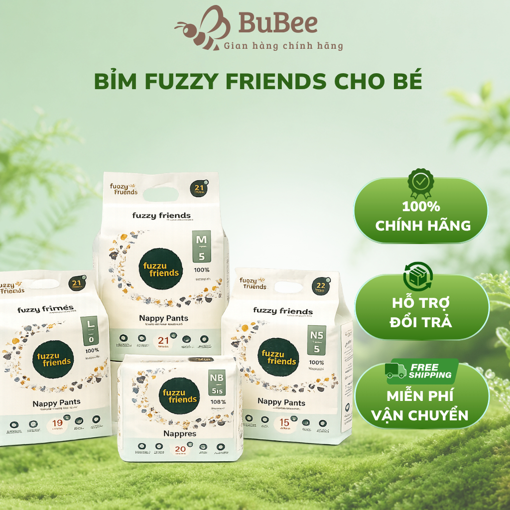 Bỉm Fuzzy Friends Cao Cấp Nội Địa Úc Cho Bé - Miếng Dán - Bubee