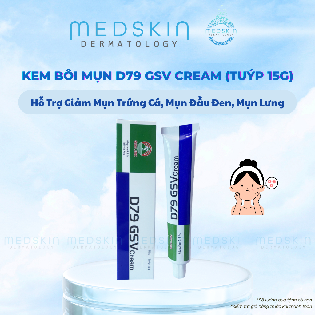 Kem Mụn D79 GSV Cream - Giúp Làm Giảm Mụn Trứng Cá, Mụn Đầu Đen, Mụn Lưng (Tuýp 15g)