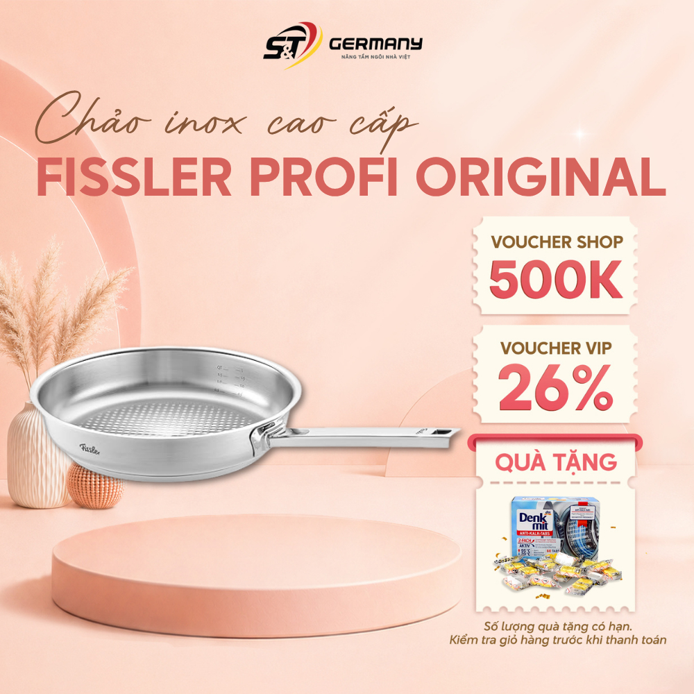 Chảo Fissler Profi Original Collection  24cm 28cm, chảo inox 18/10 cao cấp chiên xào Made In Germany