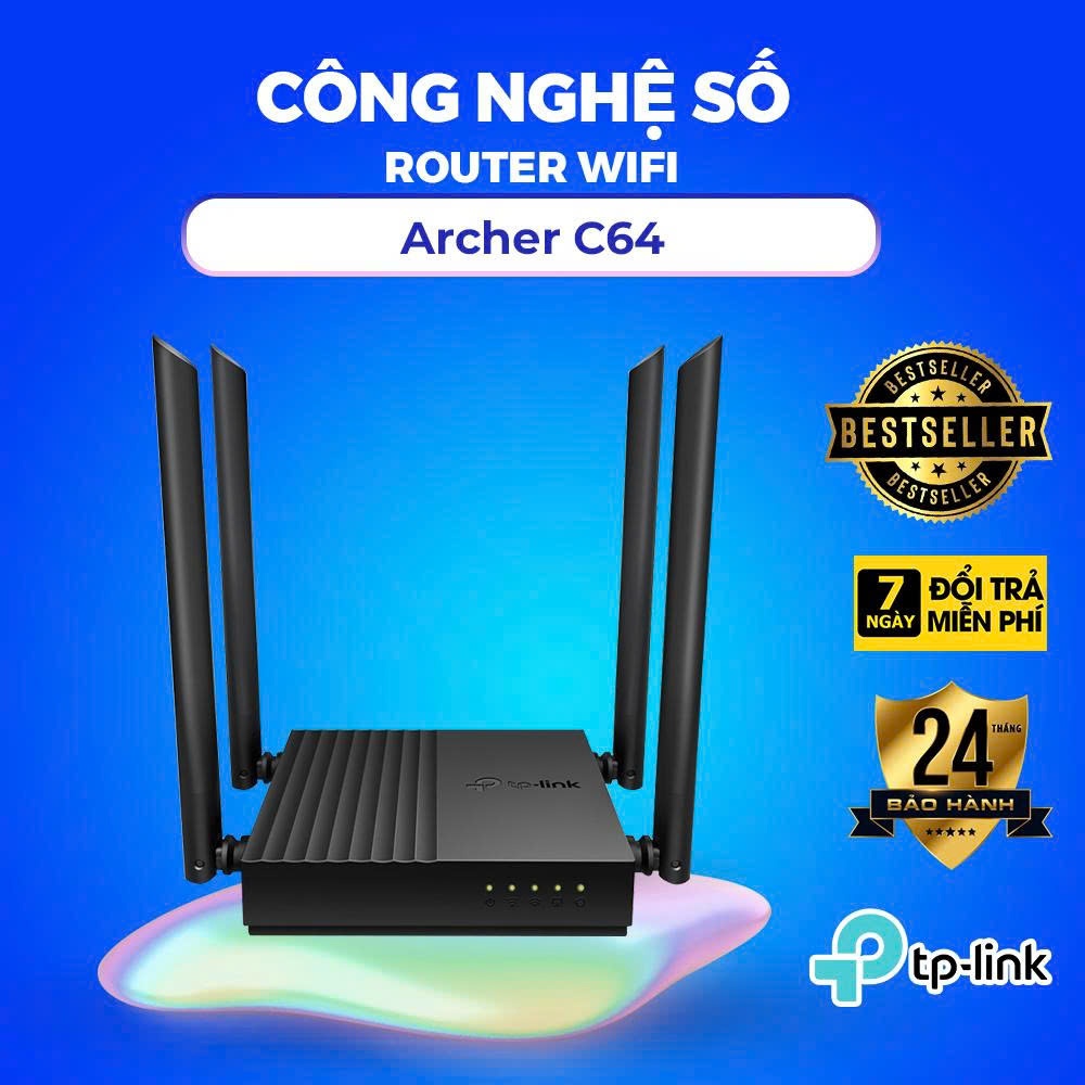 Router WiFi Băng Tần Kép AC1200 TP-LINK Archer C64 - BẢO HÀNH CHÍNH HÃNG 2 NĂM