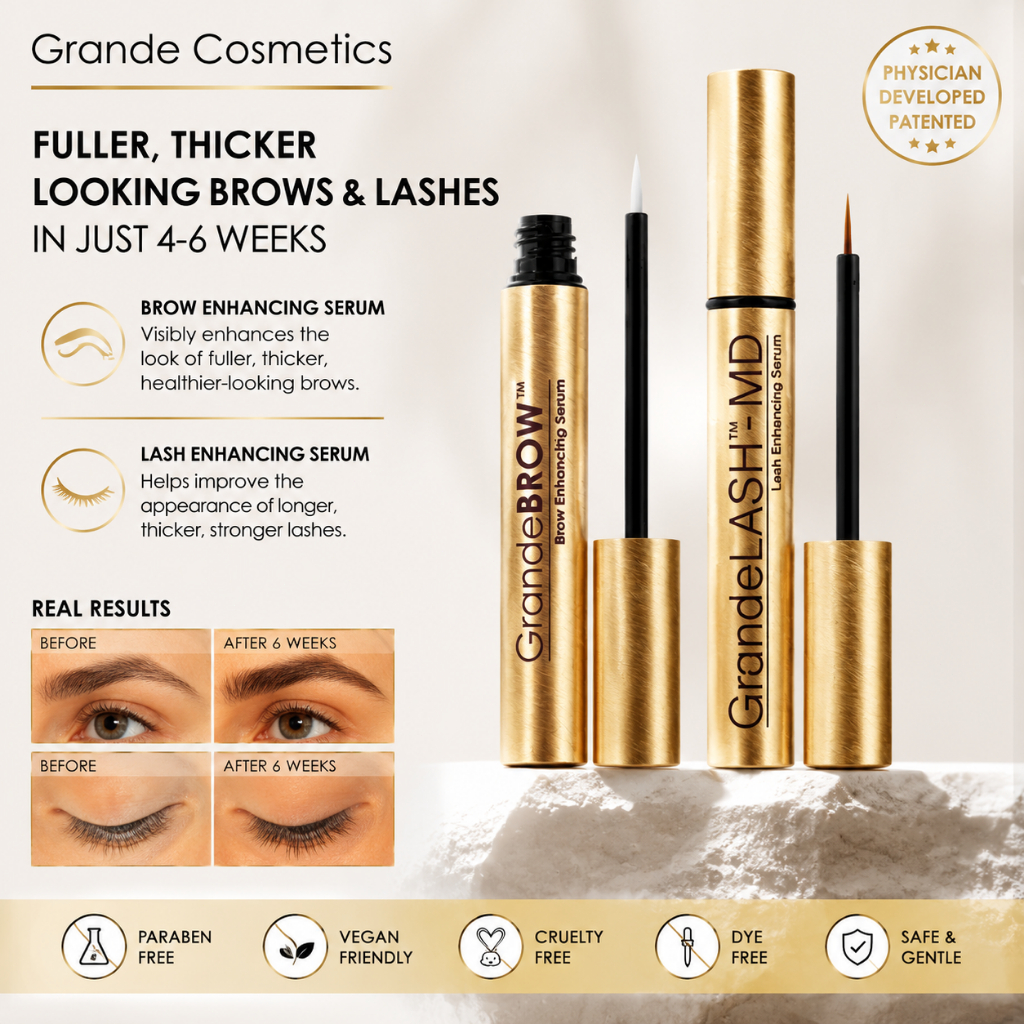 Grande BROW 3ml + Grande Lash 4ml + Grande BROW 3ml | Dưỡng mày mi dày hơn, dài hơn tự nhiên