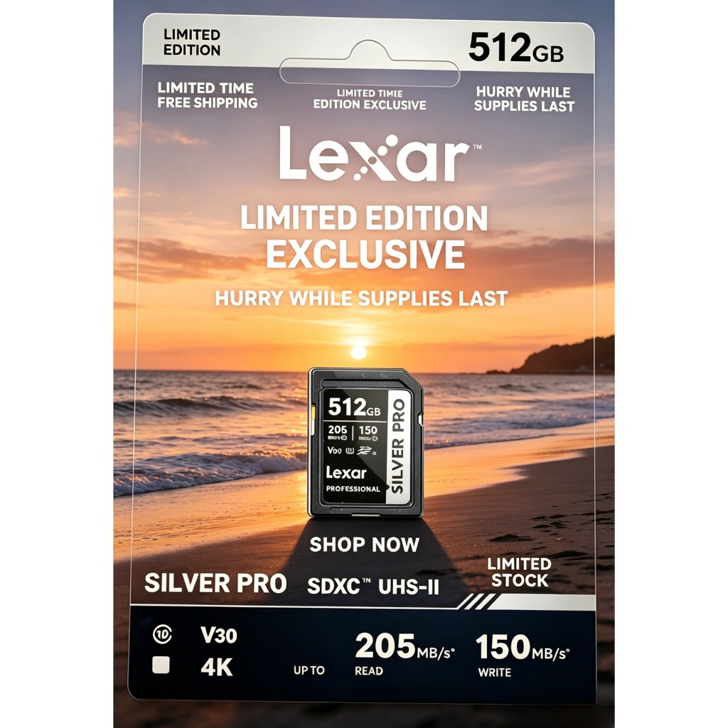 Original Máy Quay Lexar Professional Silver PRO Plus Thẻ Nhớ SD 16 32 64 128 GB 256 512 1TB Máy Ảnh 