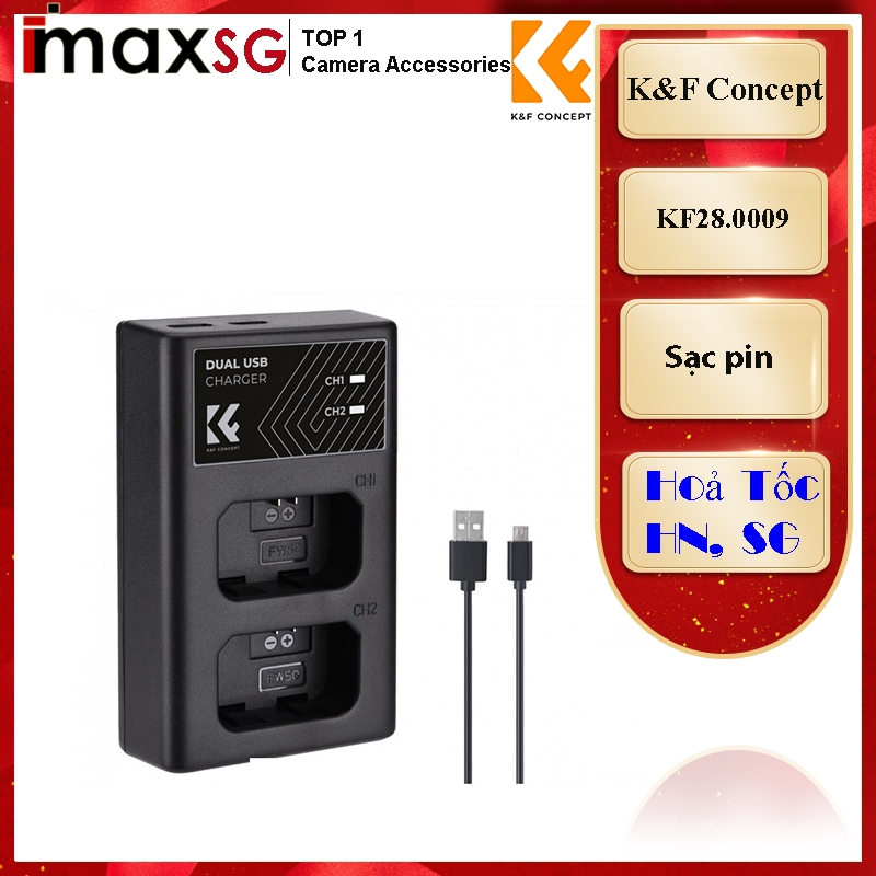 PIN SẠC K&F CONCEPT THAY THẾ CHO PIN MÁY ẢNH( NP-FZ100, NP-FW50, LP-E6, LP-E17, NP-W235, EN-EL14, EN