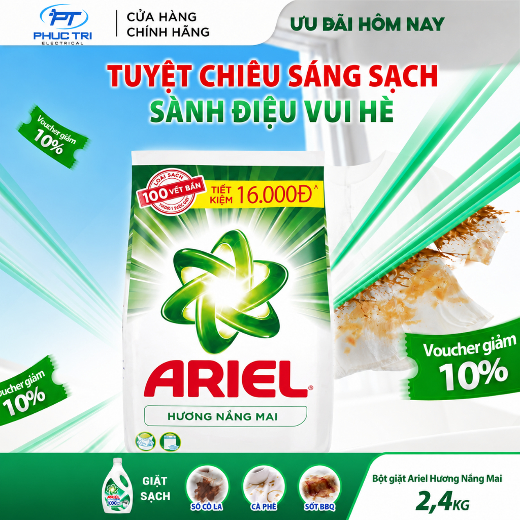 Bột giặt Ariel Hương Nắng Mai 2.4Kg