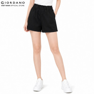 GIORDANO Quần Shorts Nữ Lưng Thun Women's Cotton Twill High Waist Relax Fit Shorts 5405204