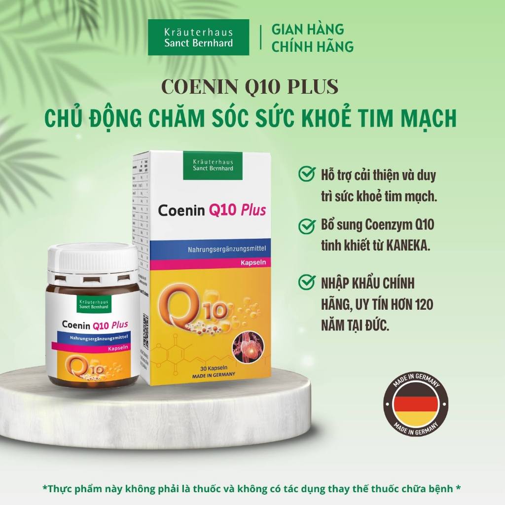 Coenin Q10 Plus 30 viên - Bổ sung Coenzyme Q10 Sanct Bernhard Đức