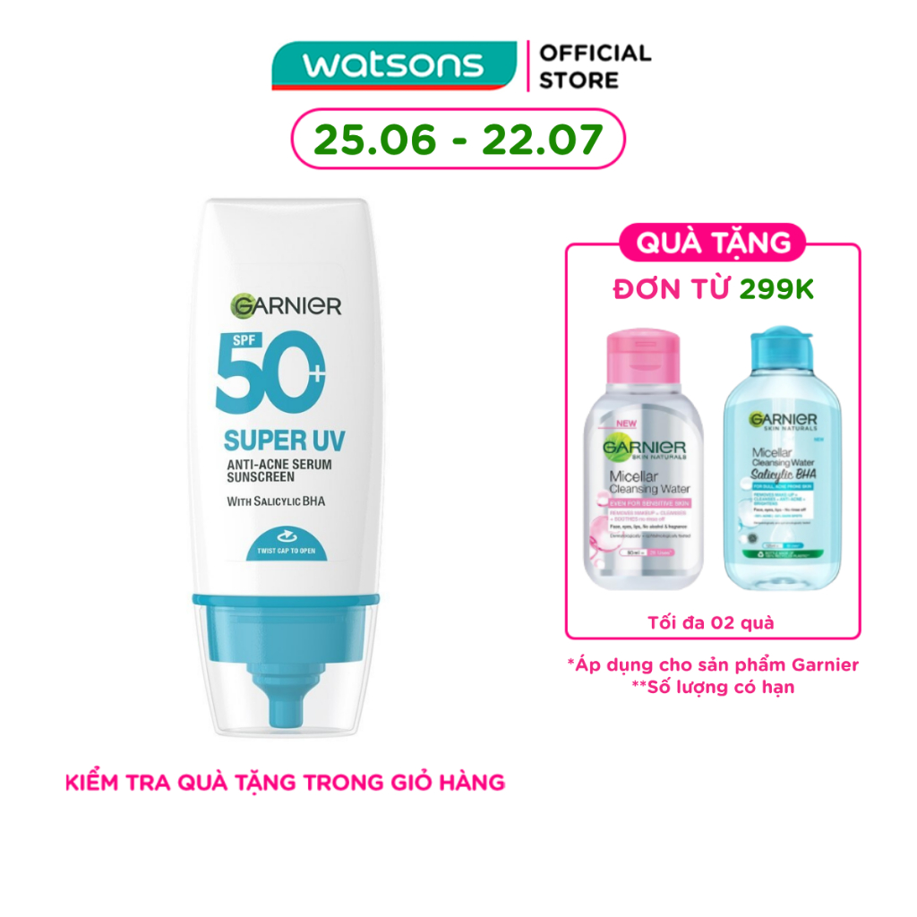 Kem Chống Nắng Garnier Super UV Anti-Acne Serum Sunscreen SPF50+ PA++++ 30ml