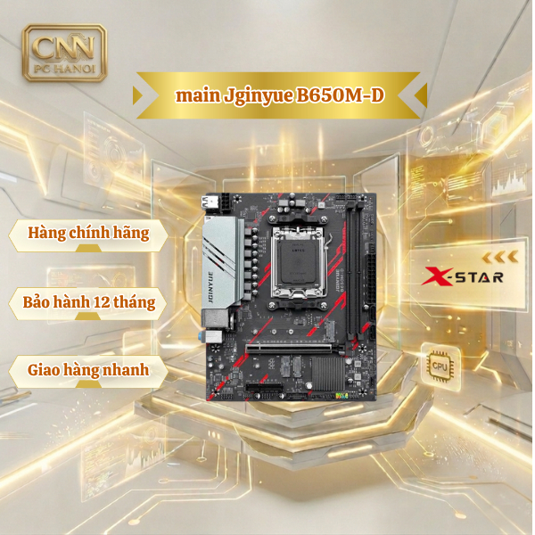 MAIN JGINYUE B650M-D, DDR5 Build PC Hiệu Năng Cao Rẻ nhất trong phân khúc 650, Kênh đôi M.2 NVMe 4.0
