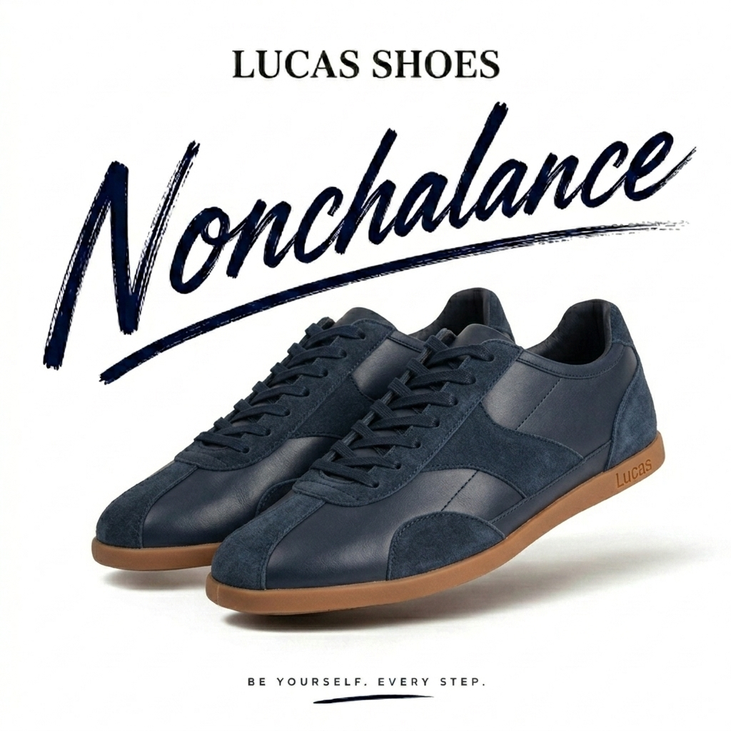 Giày Sneaker Nam NOVE Navy Da Bò Lộn Cao Cấp Tối Giản Dễ Phối Đồ Lucas Shoes