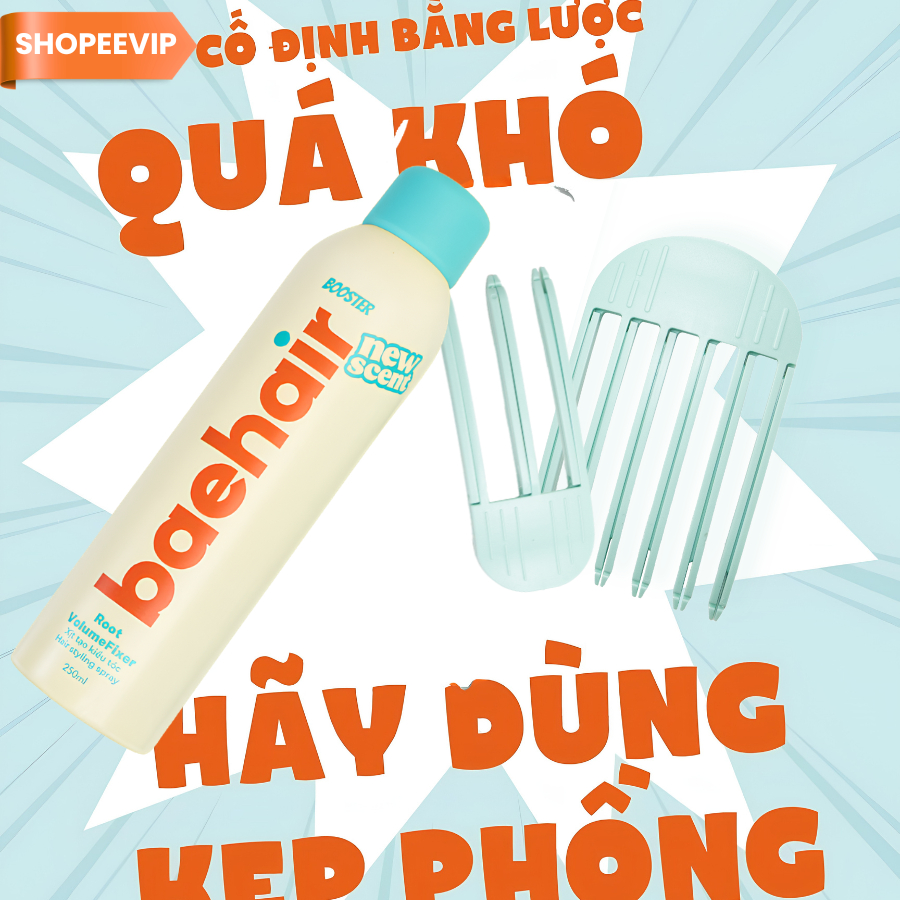 [ShopeeVip] Combo baehair Bộ 2Kẹp phồng Hàn Quốc loại 1 nhựa 757 ABS và Xịt phồng tóc, tạo kiểu giữ 